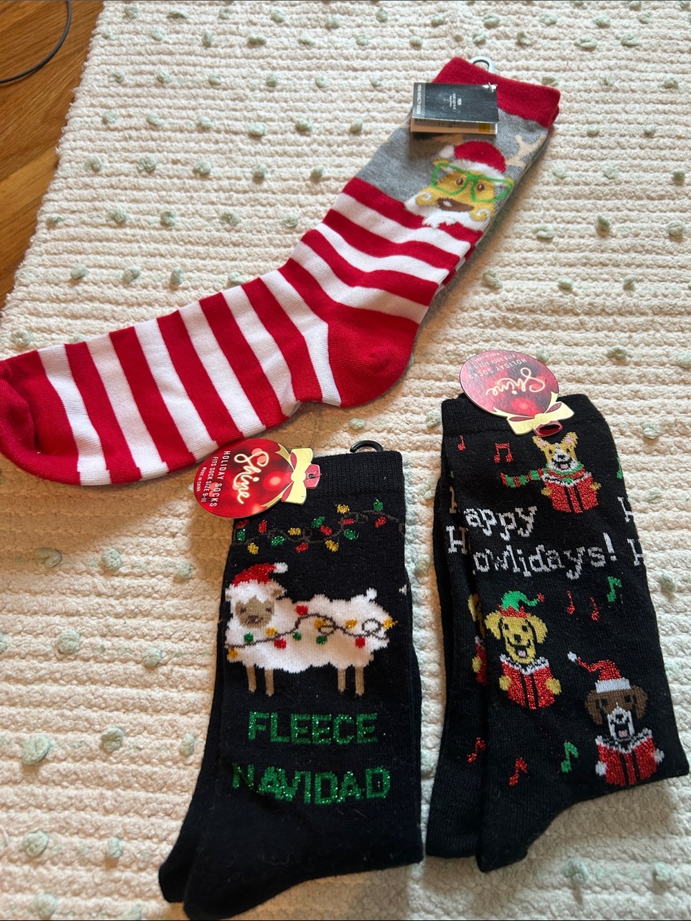 Kohl's 2 pairs Women's Holiday Crew Socks -one pair of men’s New with tags